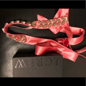 J.crew new belt w/box long emerald ribbon OBO